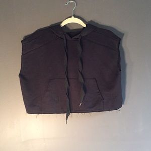 Zara Crop Sleeveless Hoodie Sweatshirt